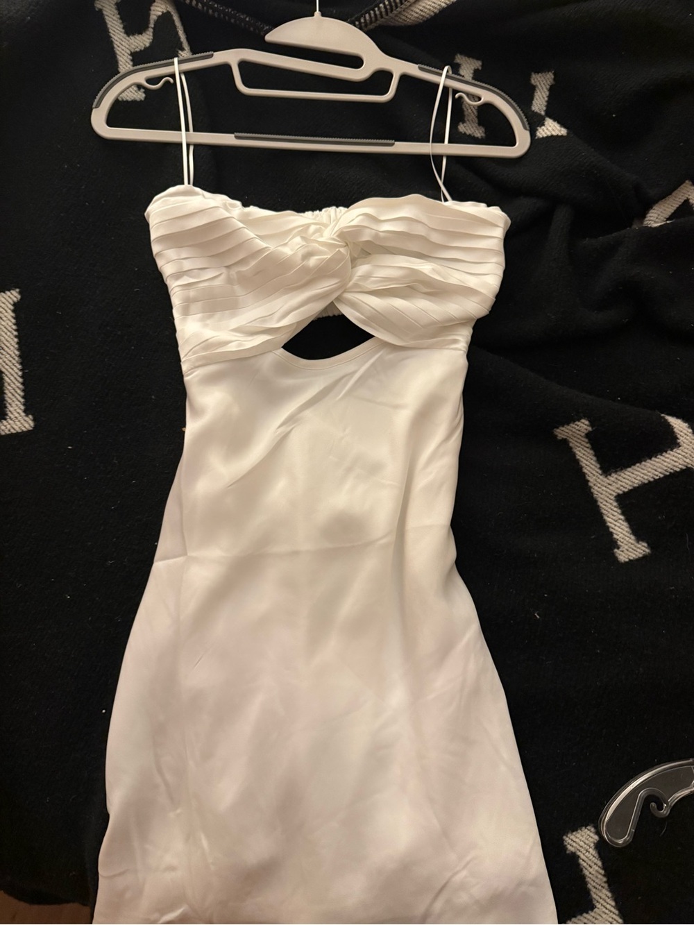 Princess Polly White Strapless Twist-Front Satin Mini Dress